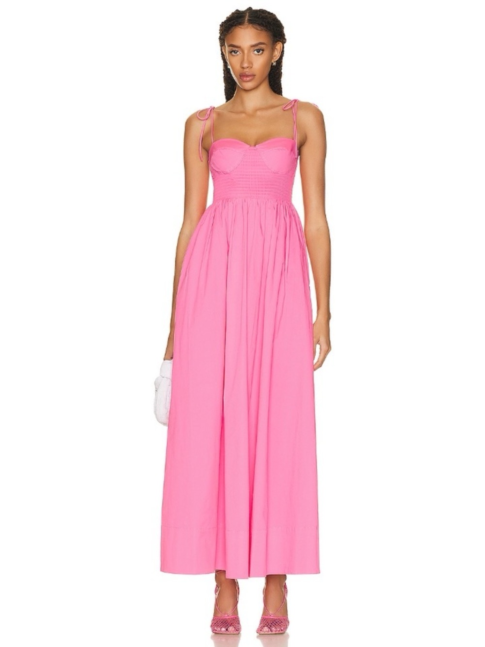 STAUD Landry Maxi Dress Plumeria Pink XS